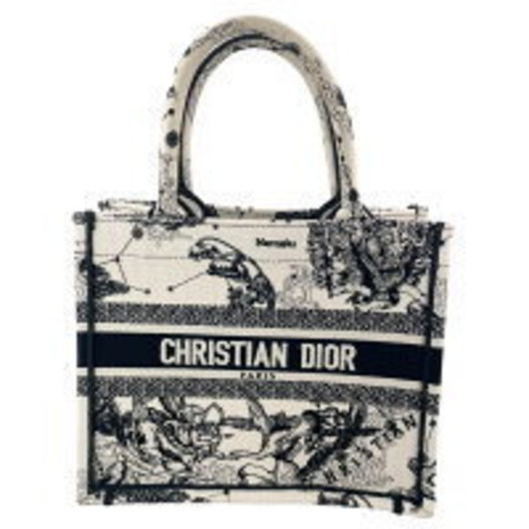 Christian Dior Book Tote Toile de Jouy Zodiac Small Handbag White Black KJ - Picture 2 of 11